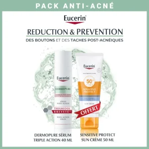 EUCERIN PACK DERMOPURE TRIPLE ACTION SERUM+CREME SOLAIRE SENSITIVE SPF 50+