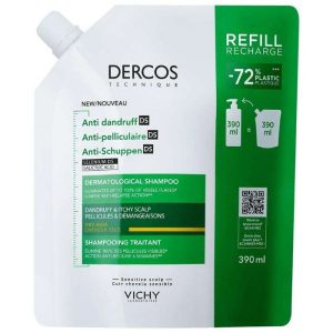VICHY DERCOS SHAMPOING DERMATOLOGIQUE ANTI PELLICULAIRE DS CHEVEUX SECS RECHARGE 390 ML