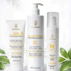 ZYODERM PACK CREME SOLAIRE+GEL NETTOYANTE+CREME ECLAIRCISSANTE